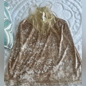 Easel Gold Velvet Lace Racerback Camisole Top NWT